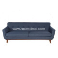 Midcentury 3 Seater Fabric Sofa with Wood Frame